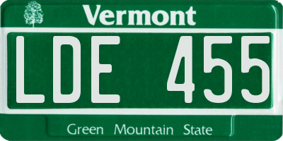 VT license plate LDE455