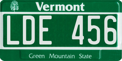 VT license plate LDE456
