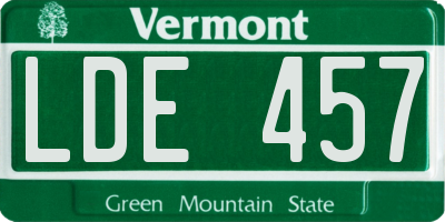 VT license plate LDE457