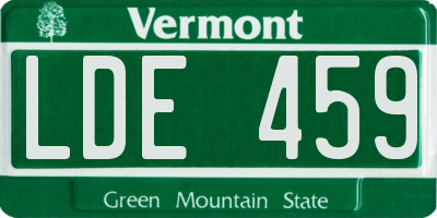 VT license plate LDE459