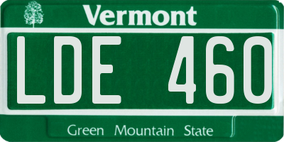 VT license plate LDE460