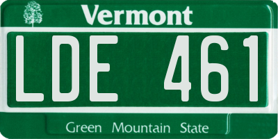 VT license plate LDE461