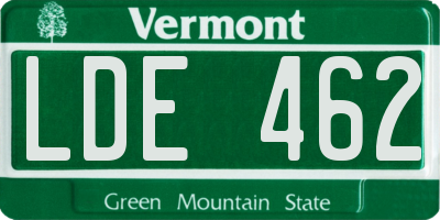 VT license plate LDE462