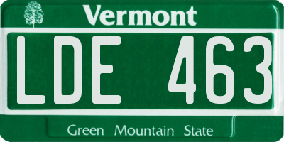 VT license plate LDE463