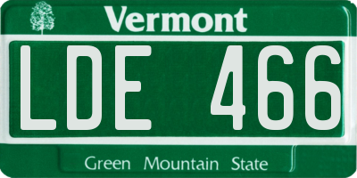 VT license plate LDE466