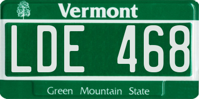 VT license plate LDE468