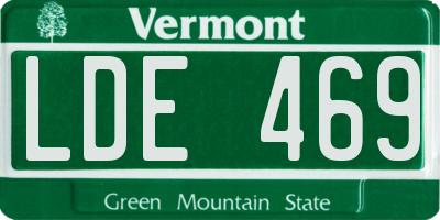 VT license plate LDE469