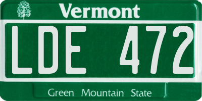 VT license plate LDE472