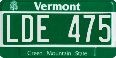 VT license plate LDE475