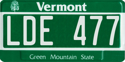 VT license plate LDE477