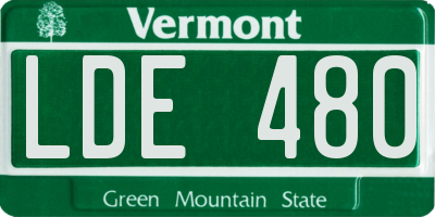 VT license plate LDE480