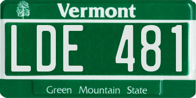 VT license plate LDE481