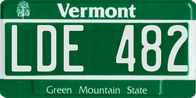 VT license plate LDE482