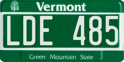 VT license plate LDE485