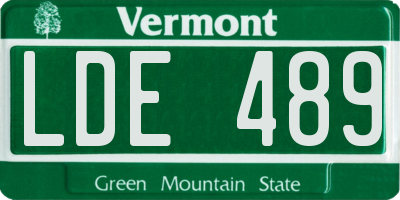 VT license plate LDE489