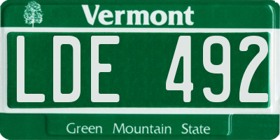 VT license plate LDE492