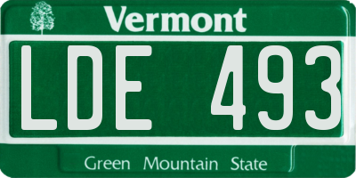 VT license plate LDE493