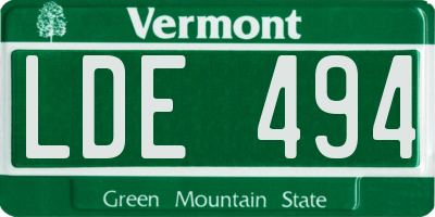 VT license plate LDE494