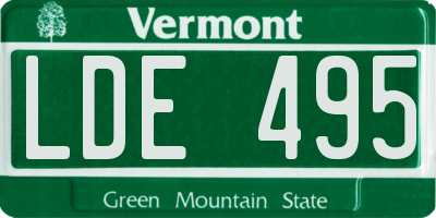 VT license plate LDE495