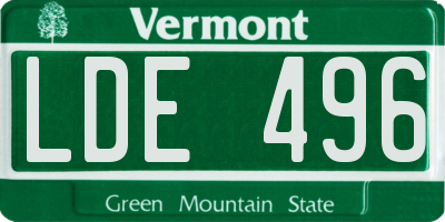 VT license plate LDE496