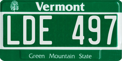 VT license plate LDE497