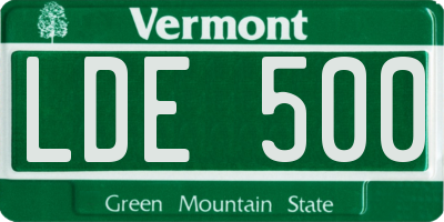 VT license plate LDE500