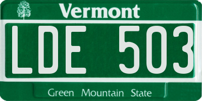 VT license plate LDE503