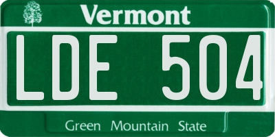 VT license plate LDE504