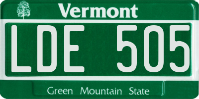 VT license plate LDE505