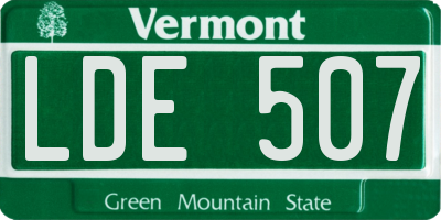 VT license plate LDE507
