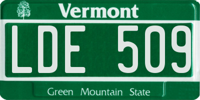 VT license plate LDE509