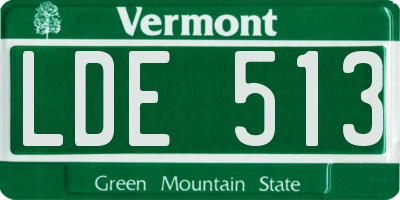 VT license plate LDE513