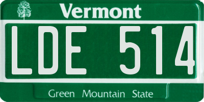 VT license plate LDE514