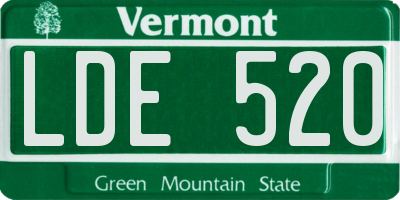 VT license plate LDE520