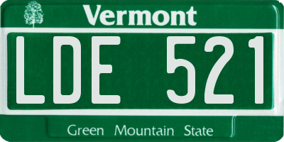VT license plate LDE521