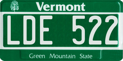 VT license plate LDE522