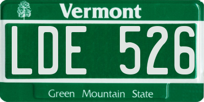 VT license plate LDE526