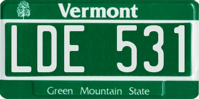 VT license plate LDE531