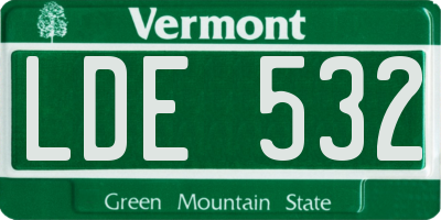 VT license plate LDE532