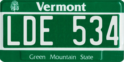 VT license plate LDE534
