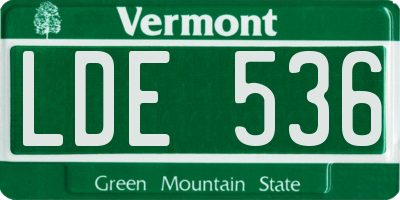 VT license plate LDE536