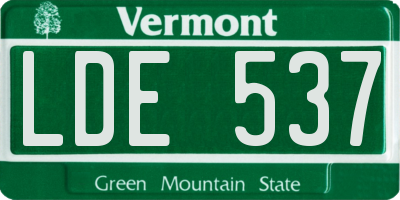 VT license plate LDE537