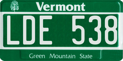 VT license plate LDE538