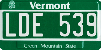 VT license plate LDE539