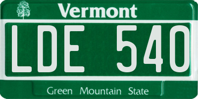 VT license plate LDE540