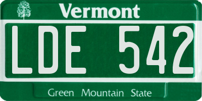 VT license plate LDE542