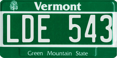 VT license plate LDE543