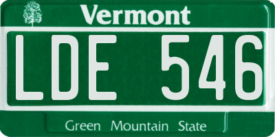 VT license plate LDE546