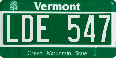 VT license plate LDE547