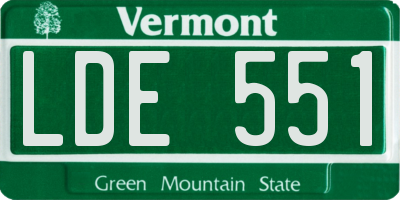 VT license plate LDE551